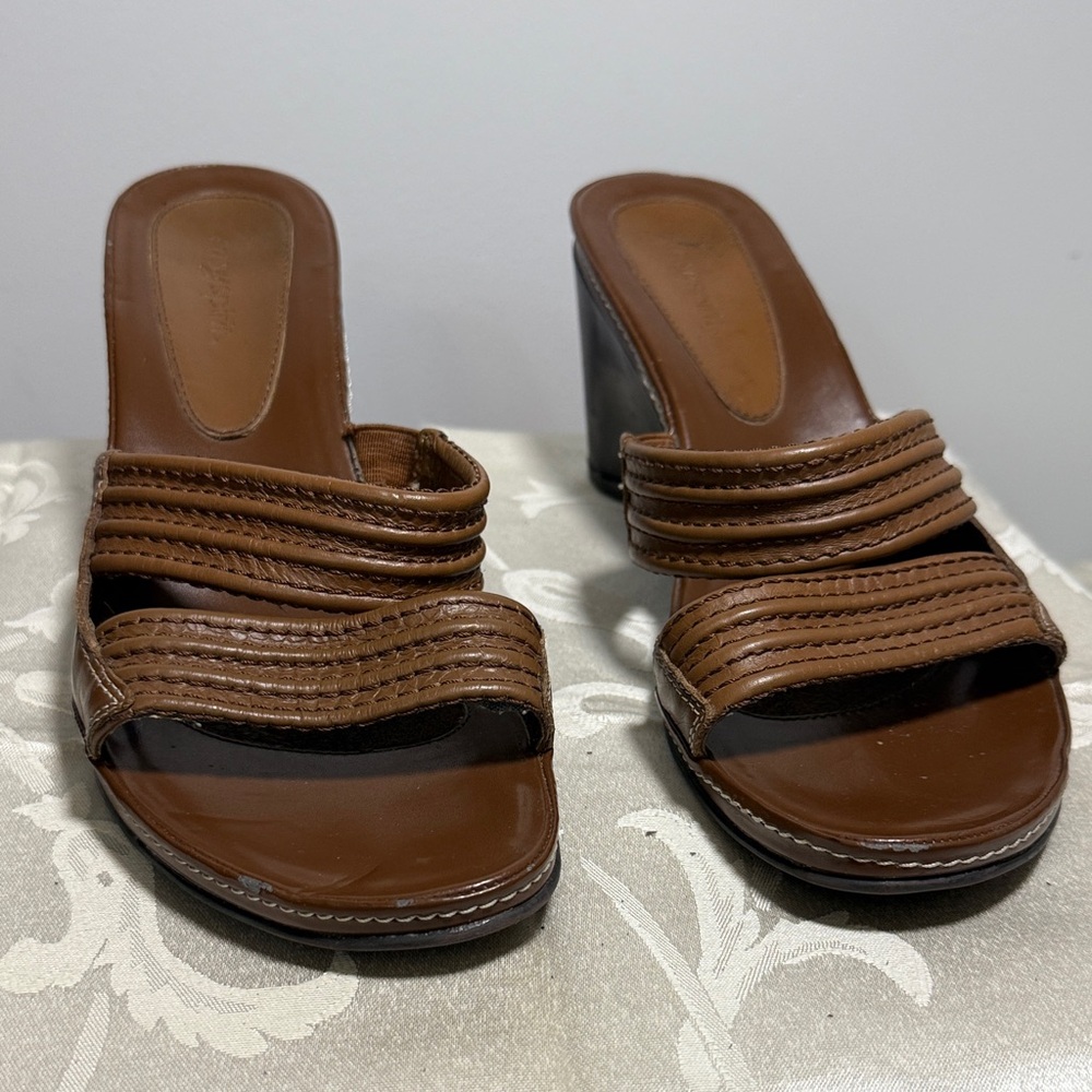 Easy Spirit Brown Leather Mules